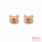 【MISA】韓國設計可愛小熊造型夾式耳環(無耳洞耳環 耳夾 夾式耳環)