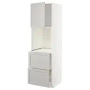 METOD / MAXIMERA hi cab f ov w dr/2 frnts/2 hi drwrs, white/Lerhyttan light grey, 60x60x200 cm