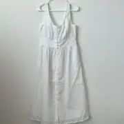 J. Crew White Nickerson Eyelet Button Front Midi Dress Size: 6
