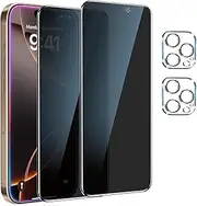 [2+2 Pack] for iPhone 16 Pro Privacy Screen Protector with Camera Lens Protector Full Coverage Anti-Spy Tempered Glass Film 9H Hardness Easy Installation Bubble Free for iPhone 16 Pro 2024 [6.3 inch]