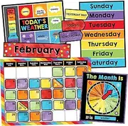Carson Dellosa 86pc Celebrate Learning Calendar Bulletin Board Set, Classroom Calendar with Monthly Calendar Headers, Numbers, Birthday Calendar Cover Ups, Days of The Week Poster for Kids & More
