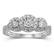 Brilliant Miracle Halo Ring with 1/2ct of Diamonds in 9kt White Gold