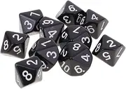 10 Pieces 10 Sided D10 Polyhedral for and Party Table Games Black