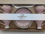 Grace Teaware Espresso Set Of 4 Espresso Cups & Saucers Pink With White
