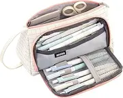 Cute Pencil Box Bag Big Storage Canvas Pencil Case with Pen Slot Mesh Pocket Stationery Organizer Makeup Brush Tool Pouch Student ren Girls Supplies Multicolor Canvas Pencil Bag