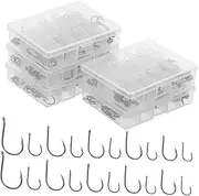 PartyKindom 5 Sets Carbon Steel Worm Barbed Fishing Hooks Kit with Portable Plastic Box for Freshwater Bass Trout Catfish Fishing Gear Enhanced Bait Efficiency and Reliable Hooking