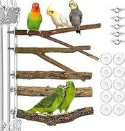 HUIRUMM Bird Perch Stand,5 PCS Wood Perch Platform Stand Bird Cage Accessories,Bird Parrot Perch Stand Set,Bird Parrot Perches Bird Cage Branch for Parakeets Cockatiels Macaws Finches Love Birds