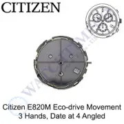 Genuine Citizen E820 Watch Movement Eco-Drive 3 Hands, Date at 4 Angled Solar