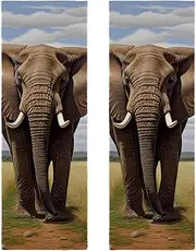 Hand Towels for Bathroom,Gym Towels for Working Out,Sports Towel,African Grassland Elephant Animal,2-Pc