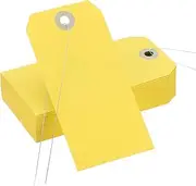 uxcell Blank Shipping Tags, 100Pcs 4-3/4" x 2-3/8" Shipping Tags with Wire Manila Hang Label Tag with Reinforced Eyelet for Inventory Gift Label, Dark Yellow