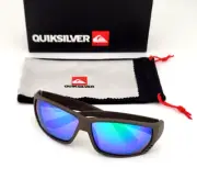 Quiksilver Sports Wrap Sunglasses Matte Brown Frame Blue-Green Mirror Lens NEW