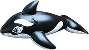 Portable Black Whale Shape Swimming Ring, Ride-On Swim Ring for Adults, Inflatable Pool Float Summer Water Toys, with Electric Pump Inflatable LWX
