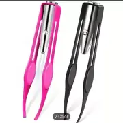 Light-weight Stainless Steel Clamps LED Light Eyebrow Tweezers/ Eyebrow
