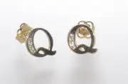 10k Yellow Gold Initial Stud Earrings Letter Q Cubic Zirconia 7mm