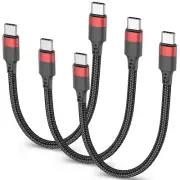 6 inch Short USB C to USB C Cable, 0.5ft 3 Pack Short USB C Charger Cable