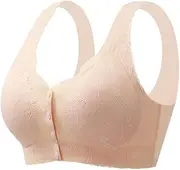 [DEYOBDERT] Women Front Button Bra Cotton Wireless Underwear Sleep Bra Soft Breathable without Steel Ring Large Size Tank Top