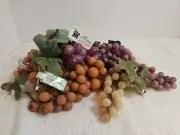 Lot Of 6 Grape Vine Clusters Faux Artificial Fruit VARIOUS COLORS Some With Tags