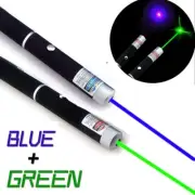 2pcs Range 1mw Purple Blue + Green Laser Pointer Pen Visible Beam Lazer