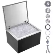 VEVOR Drop in Ice Chest, 28"L x 16"W x 17"H Stainless Steel Ice Cooler, Commercial Ice Bin with Hinged Cover, 40 qt Outdoor Kitchen Ice Bar, Drain-pip