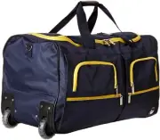 Rolling Duffel Bag Luggage Vacation Flying Wheels Navy Blue Bundle Gym Pack Sack
