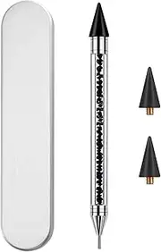 NFRBTD Rhinestone Picker Tool with 2 Wax Tips, Wax Pencil for Nail Gems Rhinestones, Nail Dotting Tool Applicator Tool, Nail Supplies Accessories for DIY Nail Art (Black)