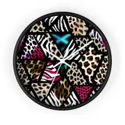 Home Decor Wall Clock Geometric Animal Print Pattern Jungle Designer Abstract