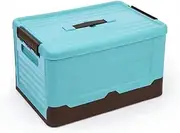 Large Size plastic Foldable Storage Cubes Bin Box Containers with Lid and Handles for Home, Office, Nursery, Closet, Bedroom, Car box, picnic, Storage Box S30 (blue, 40*28*23CM (15.7X11X9 inches))