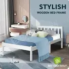 Single Size White Pine Wood Bed Frame Mattress Base Timber Platform Furniture