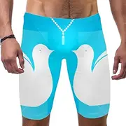 [VBFOFBV] Men's Printed Jammer Swimsuit Swim Shorts, Dove Blue Sky