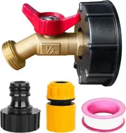 275-330 Gallon IBC Tote Water Tank Adapter 2 Brass Fittings Valve Connector US