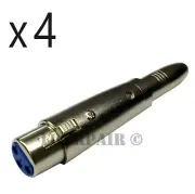 4 Pack - 3pin XLR Female to 1/4" 6.35mm Mono Jack Audio Microphone Mic Adapter