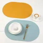 Leather Placemat Oval Oil-Proof Table Mat Home Dining Kitchen Table Placemat S1