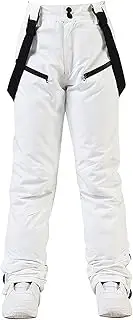 QIULAO Men's Women's Ski Trousers, Waterproof Windproof Warm Snow Trousers, Detachable Straps, Support Single Board Double Board, Outdoor Couple Trousers (Color : Weiß, Size : X-Large)