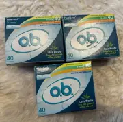 O.B. Fluid-Lock Multi-Pack Tampons Regular, Super, Super Plus 40ct inEach 3 Boxs