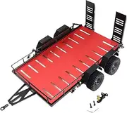Generic Metal RC Trailer Heavy Duty Trailer Cargo Transporter Accessories Upgrade Part for 1:18 RC Model Car Replaces, REd