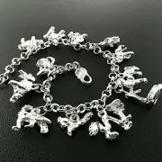 Charm Bracelet Real 925 Sterling Silver Filled Solid Traditional Bangle 20cm