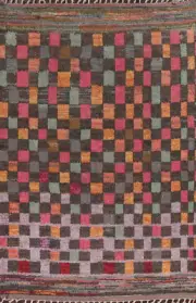 Checkered Wool Moroccan Oriental Area Rug 8x11 Wool Hand-knotted Room Size Rug