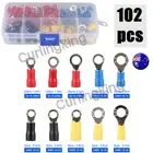 102Pcs Insulated Assorted Electrical Wire Ring Spade Terminals Crimp Connectors