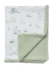 [LIVING TEXTILES] Organic Jersey Sherpa Blanket in White/Sage