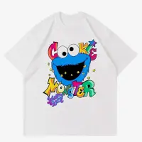 在飛比找蝦皮購物優惠-Cookie MONSTER T 恤復古 T 恤 COOKI
