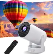 Portable Smart Mini Projector Wifi 6 and Bluetooth 5.0, 4K Support, Auto Keyston