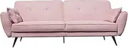 Elaine 3 Seater Sofa Bed Bedroom and Living Room Furniture Couch with Polyester Upholstery Metal Legs Click Clack Mechanism for Easy Conversion Wooden Frame Tufted Detailing 88H x 221W x 84D CM Pink