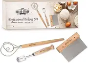 Professional Baking Kit Bread Lame, Danish Whisk Set and Wooden Scraper - Perfect Set Made with high-Grade Stainless Steel and Sturdy Wooden Handle