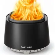 EASTOAK 21" Stainless Steel Smokeless Firepit For Patios w/ Poker Black NEW