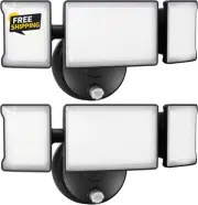 2 Pack 60W Flood Lights Dusk to Dawn Outdoor Lighting, IP65 Waterproof LED Secur
