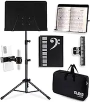 GLEAM Sheet Music Stand - 5 in1 Desktop Book Stand Metal with Carrying Bag Folder and Clamp