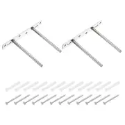 2Set 2 Rods Floating Shelf Brackets, 6" 6 Holes Iron Shelf Supports, Silver