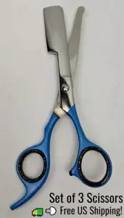 Stainless Steel Scissors with Flat Edge Shears Set of 3