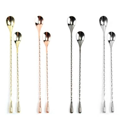 Easy Grip Cocktail Stirrer Twisted Cocktail Mixing Spoon for Household Home Bar