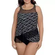 Miraclesuit Women’s Plus Size Linked In Mirage Tankini Swim Top Sz US 20W NEW